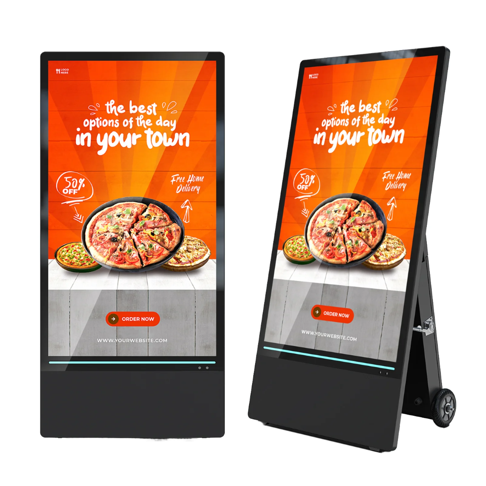 

Mobile Vertical Advertising Machine Rechargeable LCD Display IP55 Waterproof 43-inch Shopping Mall Hotel Front Desk Guide Sign
