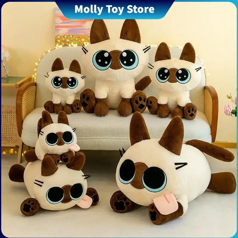 New Cute Siamese Cat Plush Doll Toy Cartoon Cat Sofa Pillow Doll Sleeping Cushion Decoration Ornaments Birthday Toys And Gifts