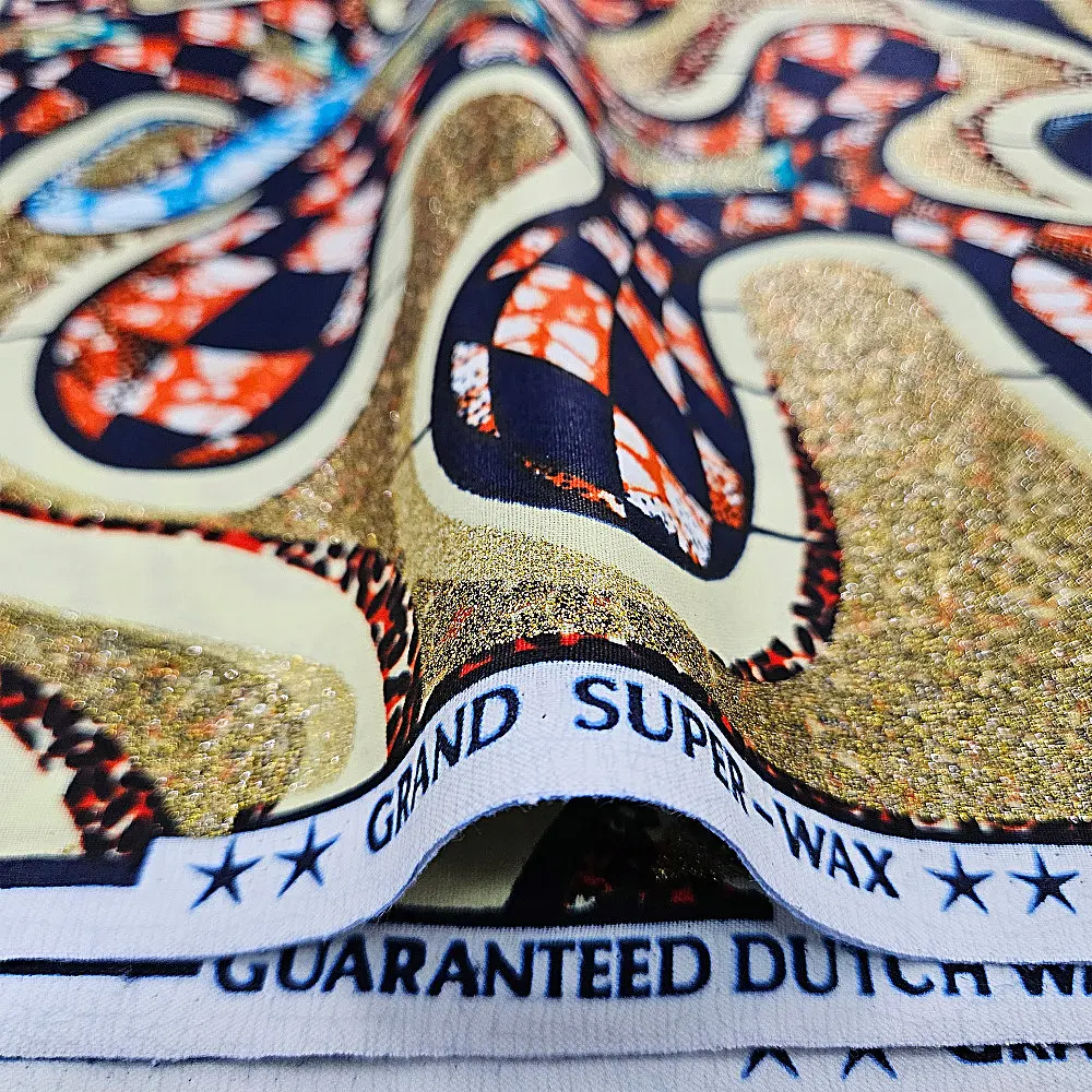 قماش شمع جراند سوبر هولندي أصلي، قماش شمع لامع لهولاند، لخياطة الملابس، التنورة، ديكو الزفاف والمهرجانات #2