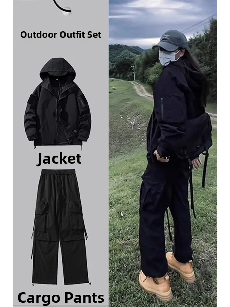 

Men's Outdoor Climbing Workwear Set Bla Samurai Jaet And Pants Autumn Functionali Mountain Climbing Faion Ensemble