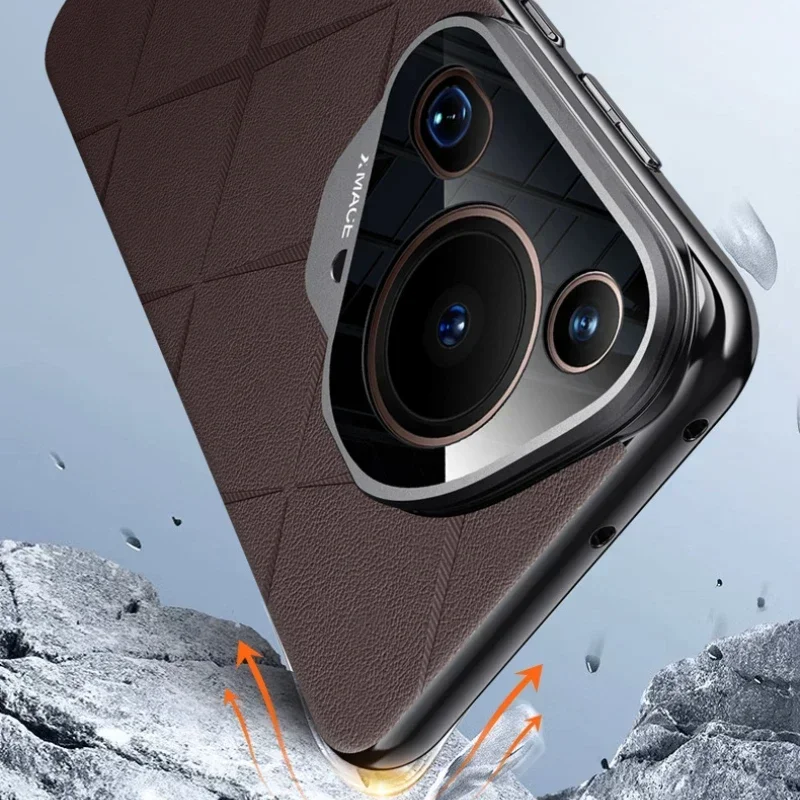 Luxury Leather Phone Case for Huawei Pura 70 Pro Ultra Non-slip Ultra-thin Protect for Huawei Pura 70 Pro Cover with Holder