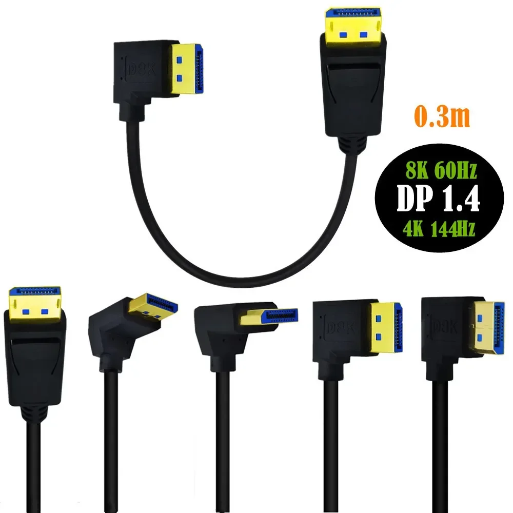 

Версия 8K1.4 DP Line HD DisplayPort «папа» — «папа» 90 ° Гибкий видеокабель для компьютерных игр, киберспортивный монитор, 0,3 м