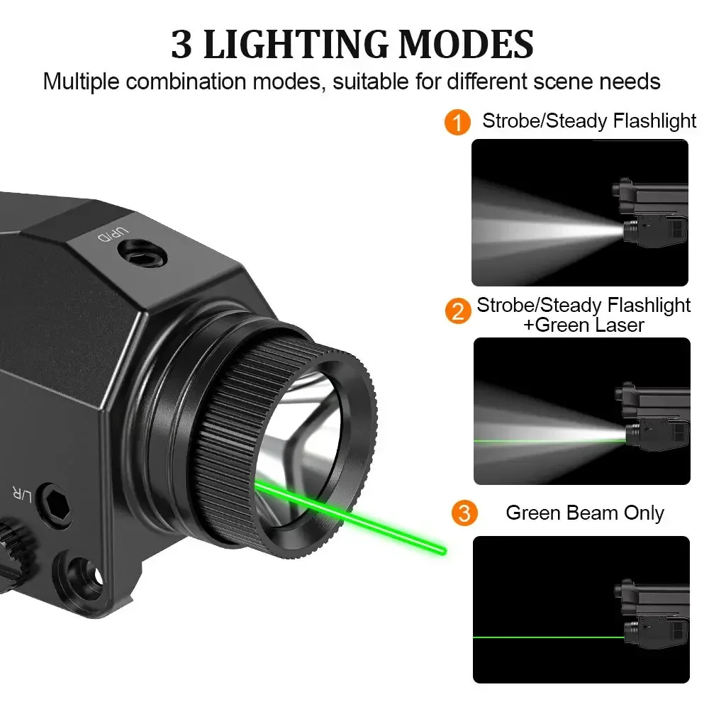 1000LM Tactical LED Flashlight Combo Red/Green/Blue/Purple Dot La-ser Sight Pistol Gun Light for 20mm Rail Hunting - view 2