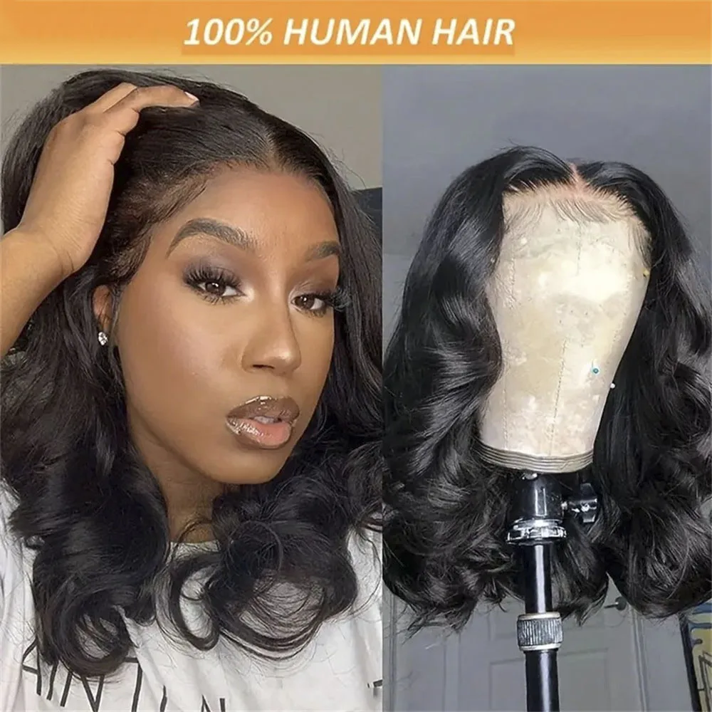 

Loose Wavy Wig Human Hair Middle T Lace Wig Body Wave Wig Human Hair Wigs For Black Women Pre Plucked Bob Wigs 180% Density