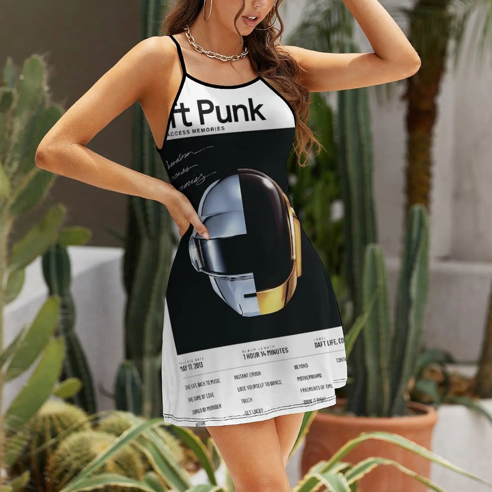 Daft Punk Random Access Memories Classic Funny Sexy  Woman's Gown  Women's Sling Dress Humor Graphic  Parties Suspender Dress