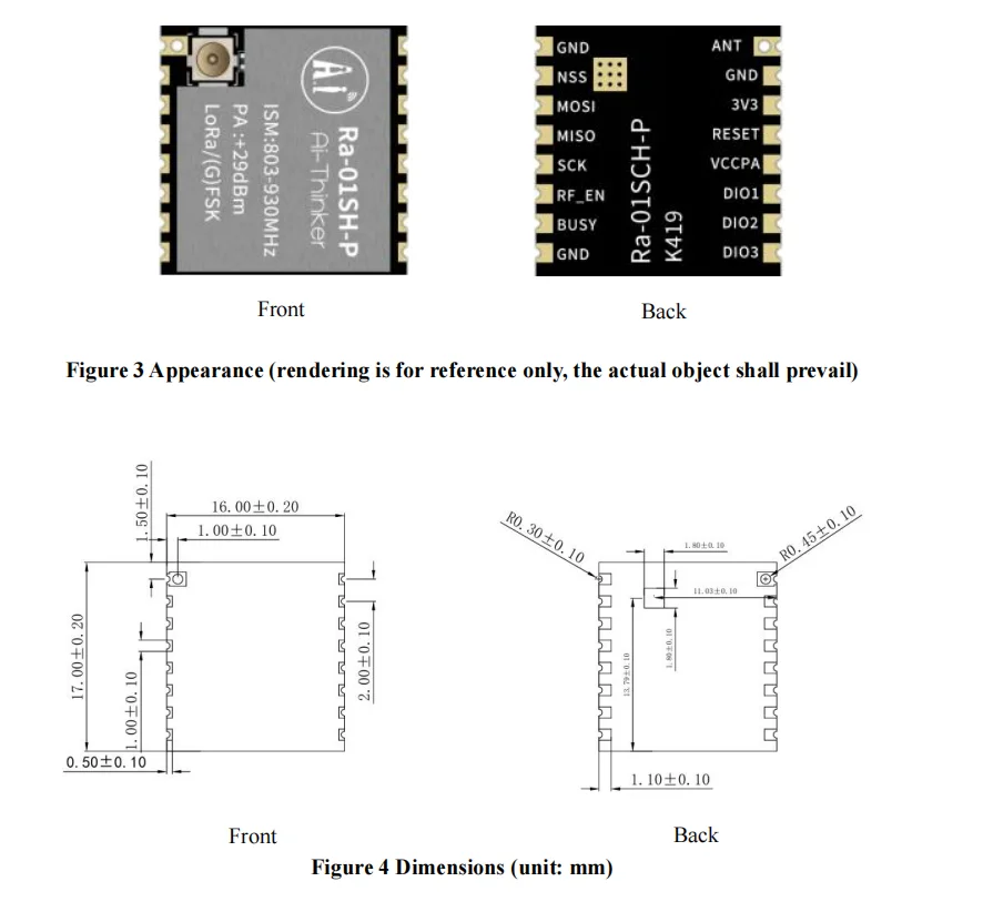 SX1262 LoRa Wireless Communication Module Ultra Long Range Spread Spectrum Communication 803MHz~930MHz Band Ra-01SH-P Module