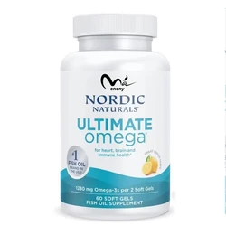 Ultimate Omega Soft Capsules - Concentrated Omega 3 60 capsules fish oil supplement rich in DHA&EPA - no fishy or lemon flavor,