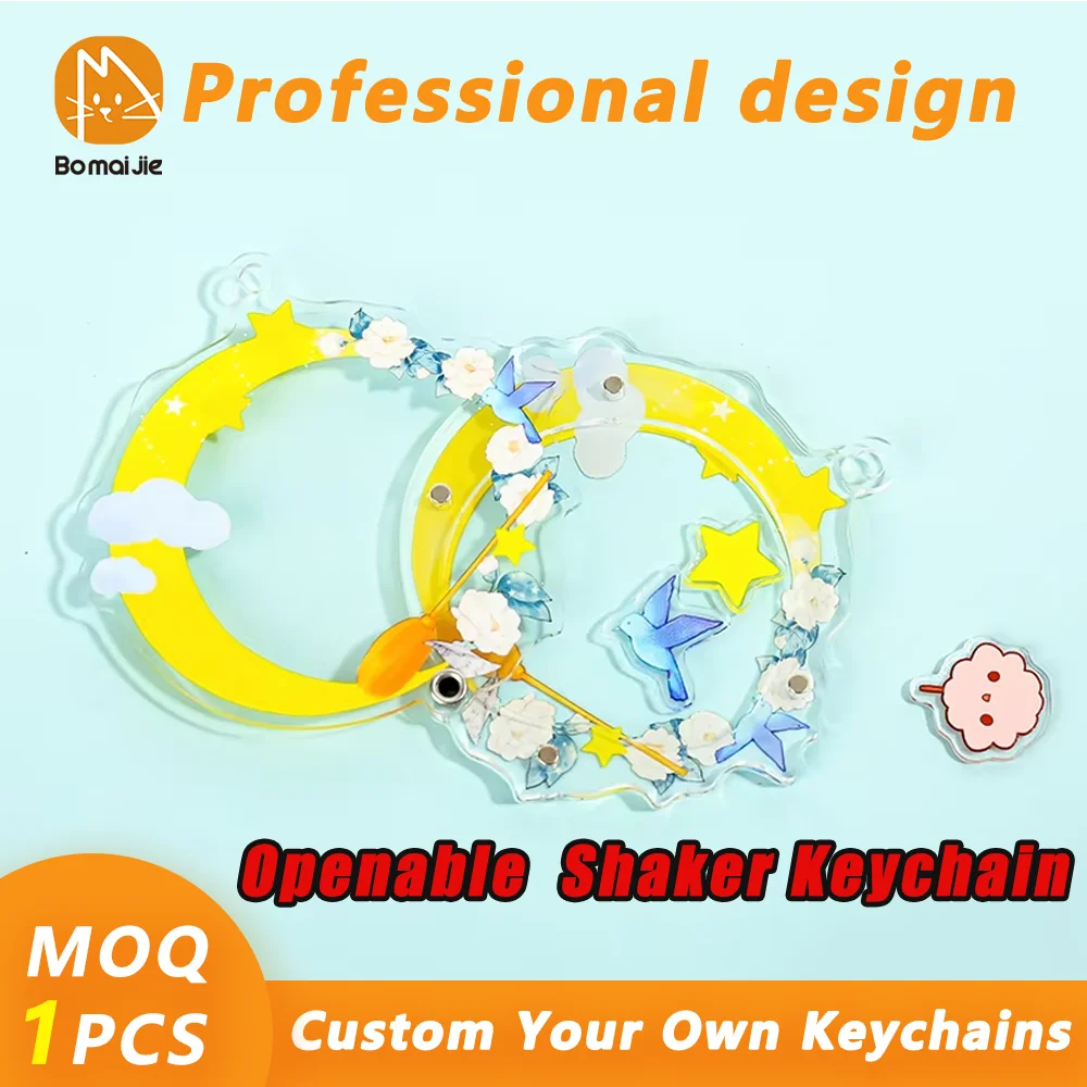 

Custom Openable Replaceable Shaker Keychain Custom Keychain Cartoon Acrylic Key Chain Open Shaker Keychains Customized Gifts