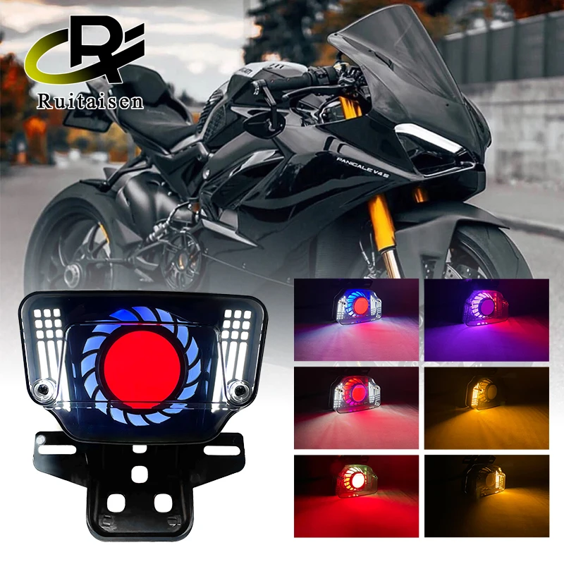 Motorcycle Integration LED RGB Angel Eye Tail Lights Brake Light Stop Turn Signal Direction Blinker for TMX125/155 CG125 D7YA