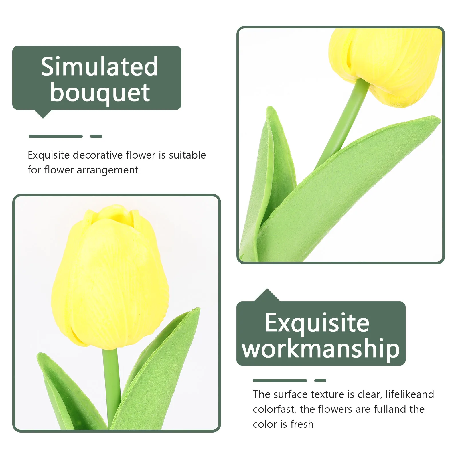 

10 Pcs Artificial Tulip PU Simulation Flowers Decorative Bulbs for Wedding Party Home Decor Fake Flowers Simulated Tulips