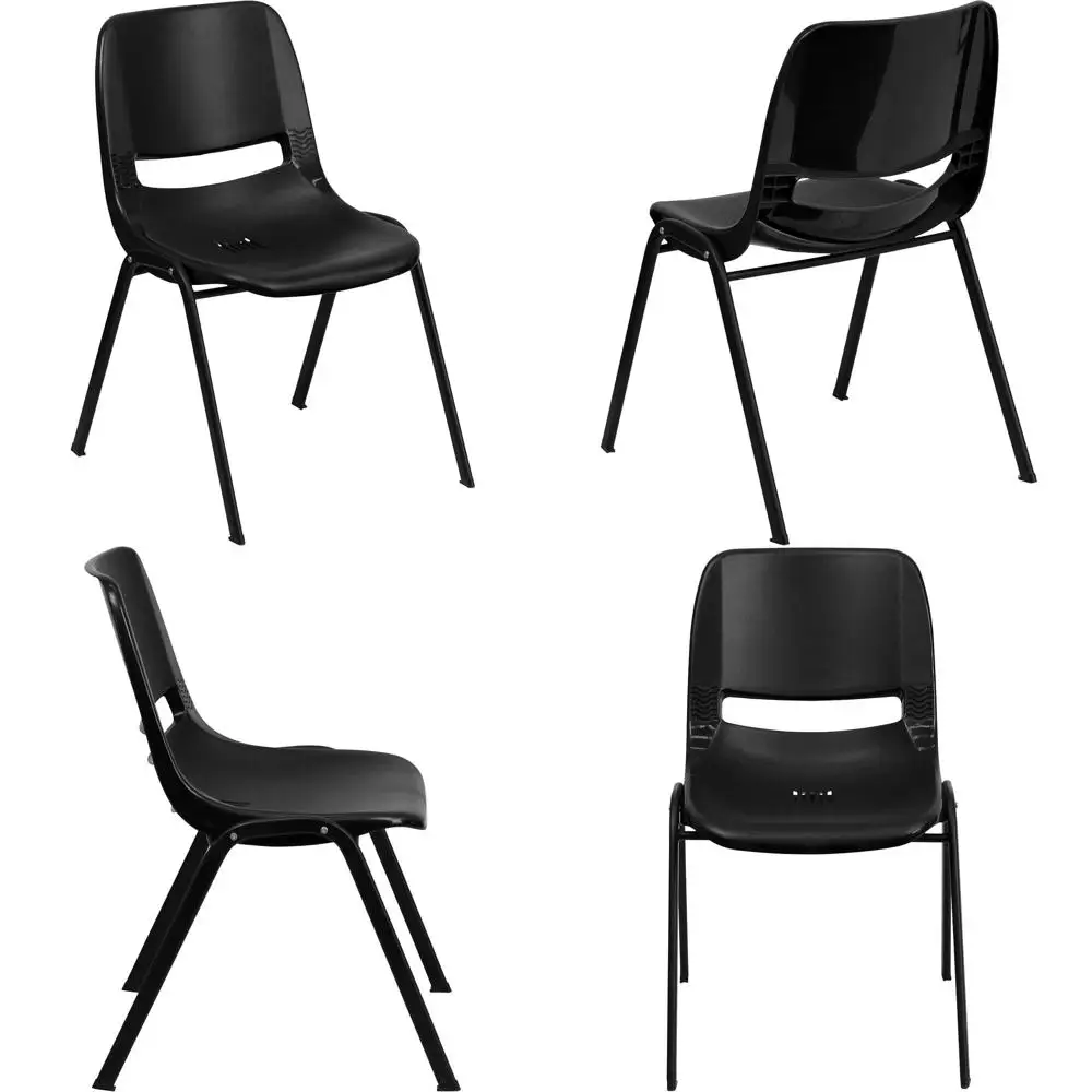 

Эргономичный штабелируемый стул-ракушка для детей, 200 кг. Вместимость, черный, высота сиденья 12 дюймов