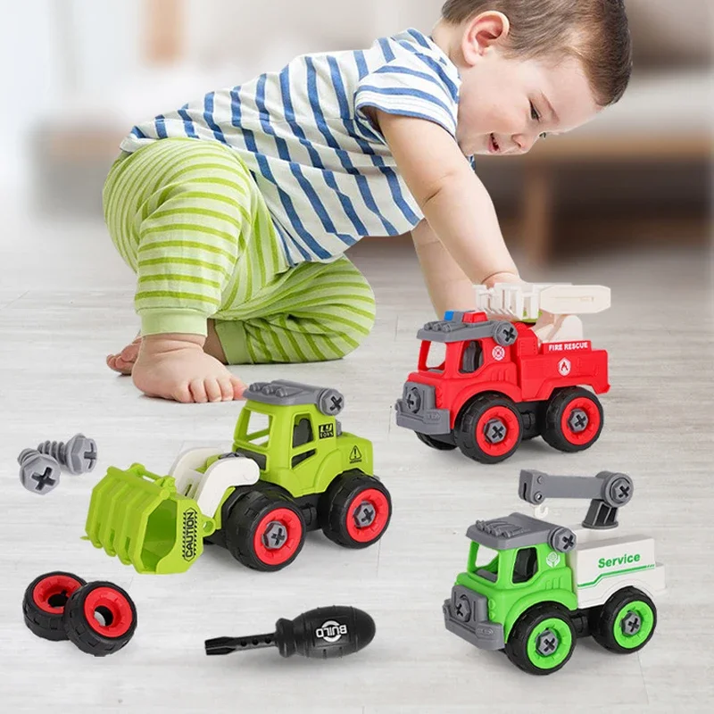 DIY Children's Assembly Engineering Vehicle Detachable Excavator Screw Parent-child Interactive Screwing Blocks Toy for Boy gift