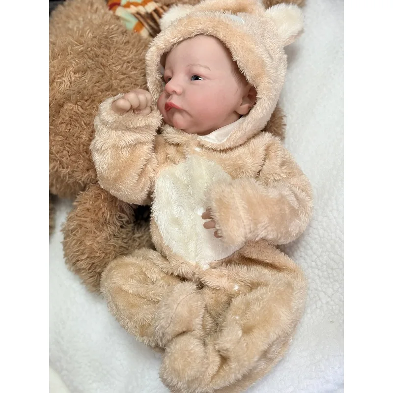 45cm Reborn Doll Awake Levi with Cotton Body or Vinyl Body Painted Hair Newborn Doll