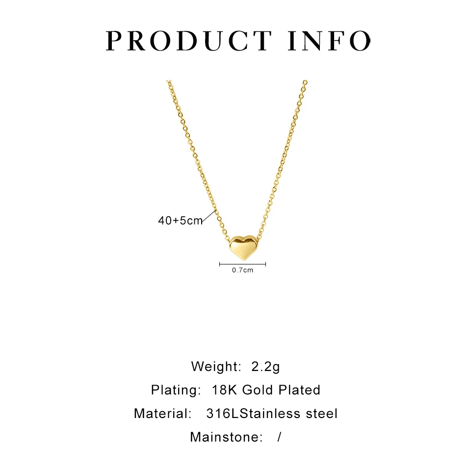 Peri\'sbox Exquisite Mini Small Heart Pendant Necklace for Women Anti-Tarnish 18K Gold Plated Clavicle Chain Minimalist Jewelry