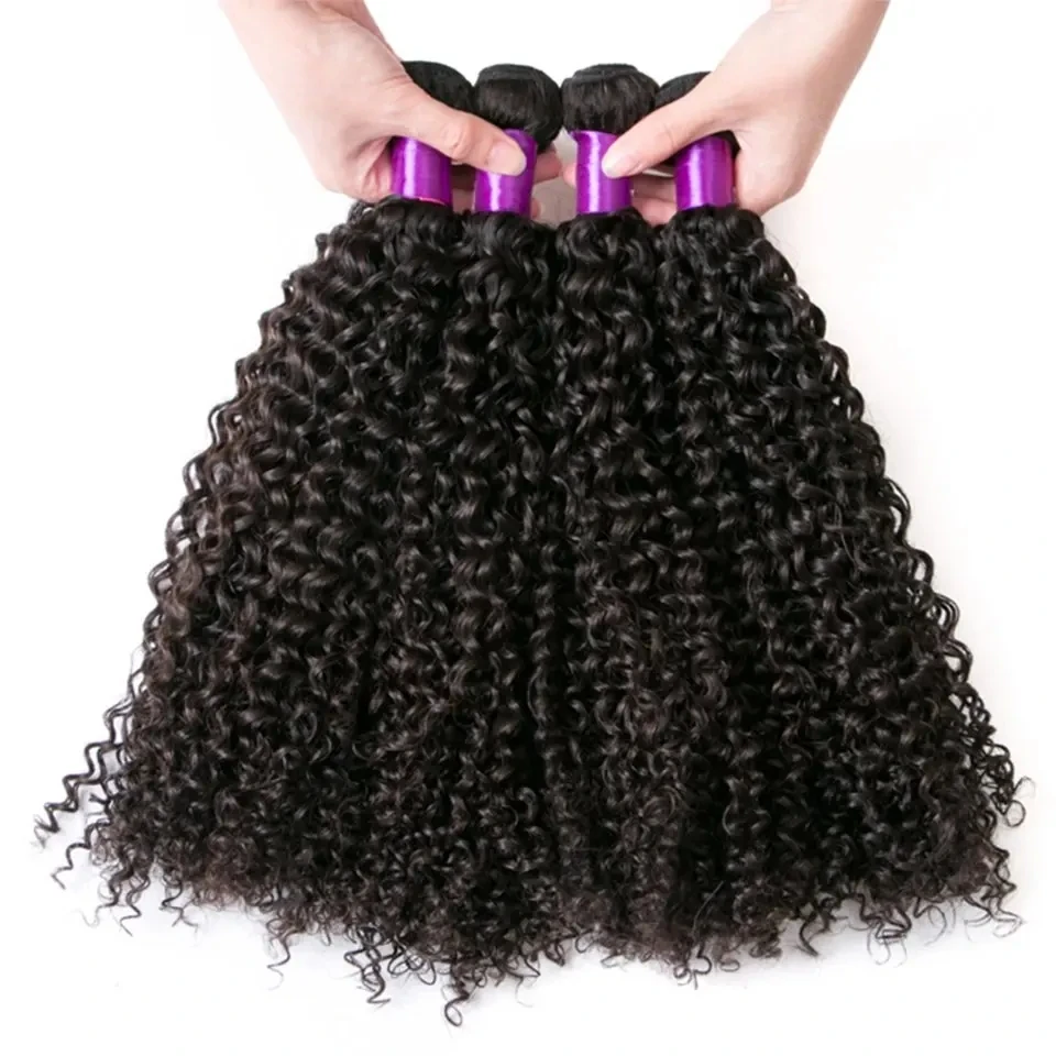 Raw Unprocessed Virgin Kinky Curly Hair Weave Double Weft Kinky Coily Hair Extension 4A 4B 4C Afro Curly Weft Hair Bundle Wholesale Afro Kinky Curly Bundles Human Hair Bundles Weave Extensions Virgin  image 2