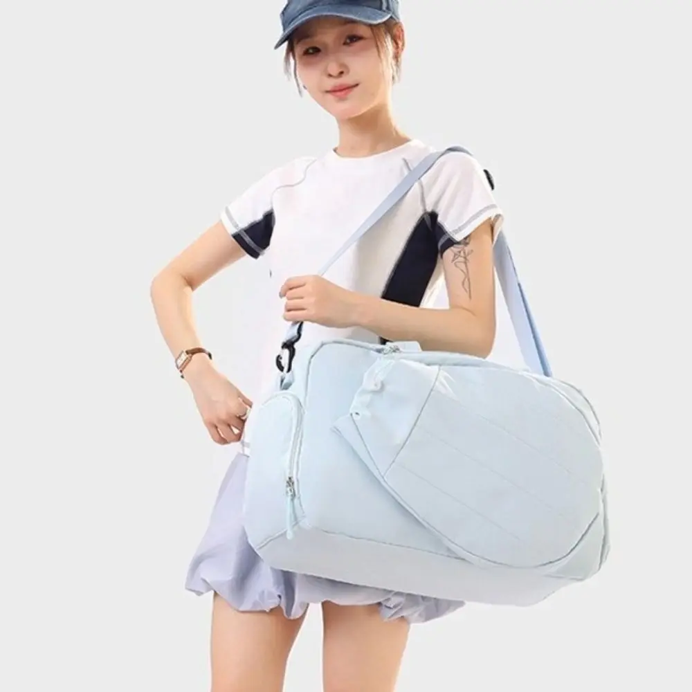 Large Capacity Tennis Racket Bag Solid Color Multi-functional Sports Fitness Bag Waterproof Dry-wet Separation Badminton Bag