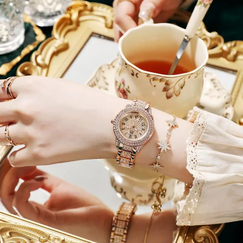 

Hot Sell Women Watches Top Brand Rose Gold Quartz Watches For Women 2022 Ladies For Watches Women Holiday Gift Skirt Accessories