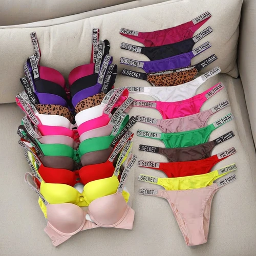 Nueva moda para mujer, lencería sexy, deportiva, clásica, acolchada, ajustable, push up, conjunto de lencería en V, conjunto de ropa interior S