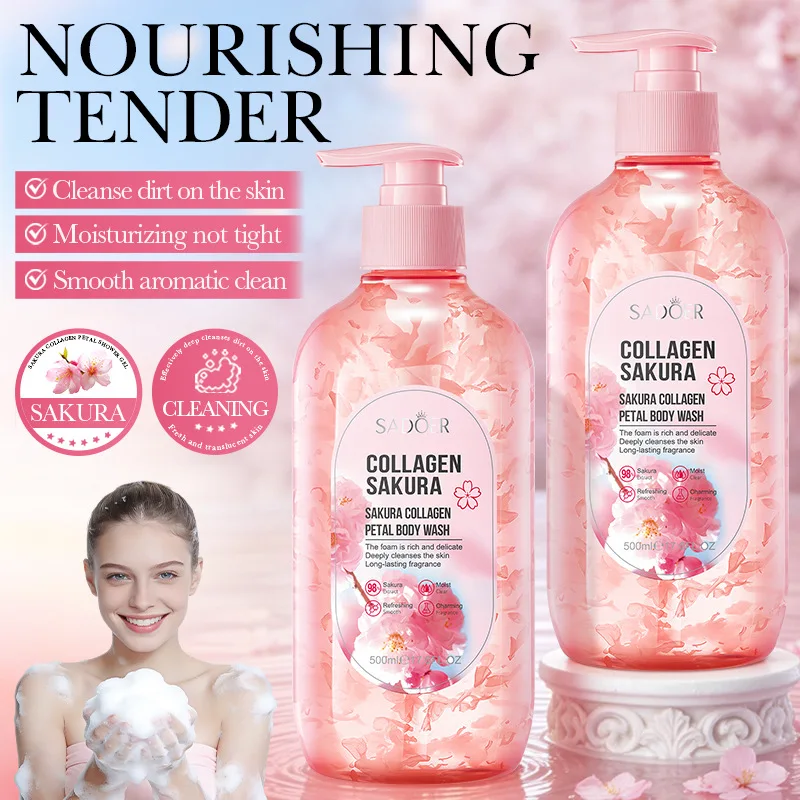 

Sakura Collagen Petal Shower Gel 500ml Oil Control Soothing Fragrance Whitening Body Cleanser