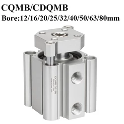 CDQMB CQMB12 CQMB16 CQMB20 CQMB25 CQMB32 CQMB40 50 63 80 100 Stroke 5 to 100mm Compact Guide Rod Air Pneumatic CQM Cylinder