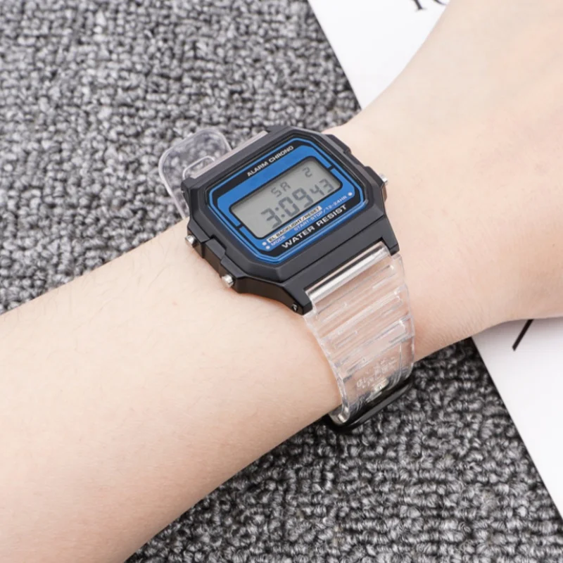 الراتنج حزام ساعة اليد ل كاسيو F-91W F-84 F-105/108 A-158/168 AE-1200/1300 حزام الساعات الرياضة الرجال سوار معصمه اكسسوارات 18 مللي متر #4