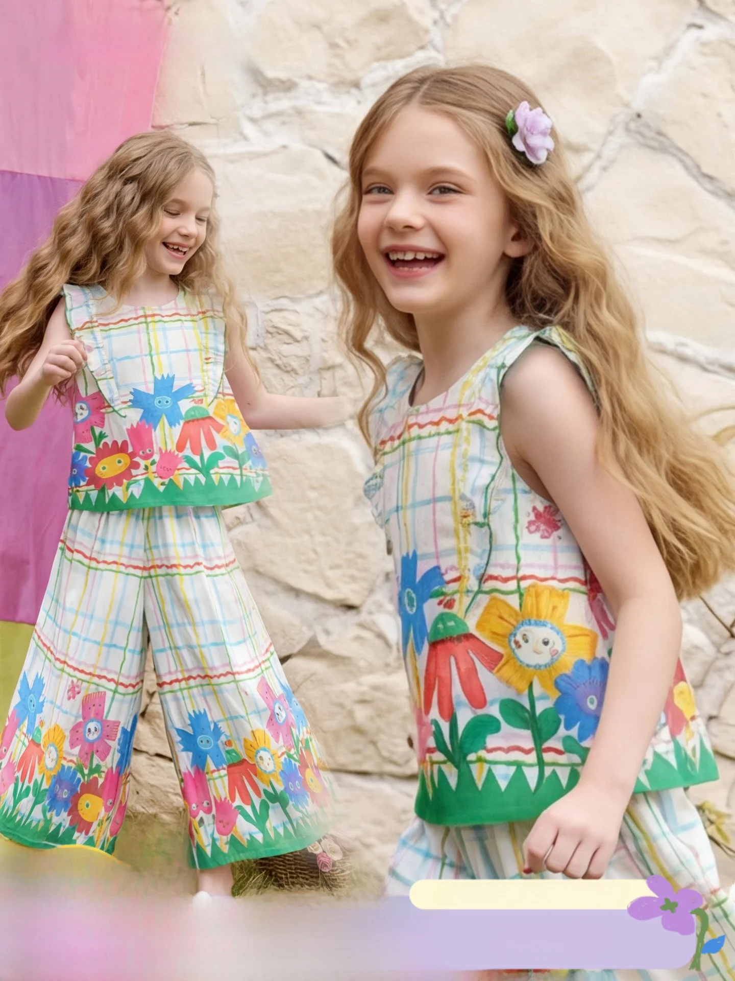 sweet-short-sleeve-shirt-for-girls-summer-new-style-children's-fleece-upper-body-cotton-material-printed-elegant-wind-for-kids