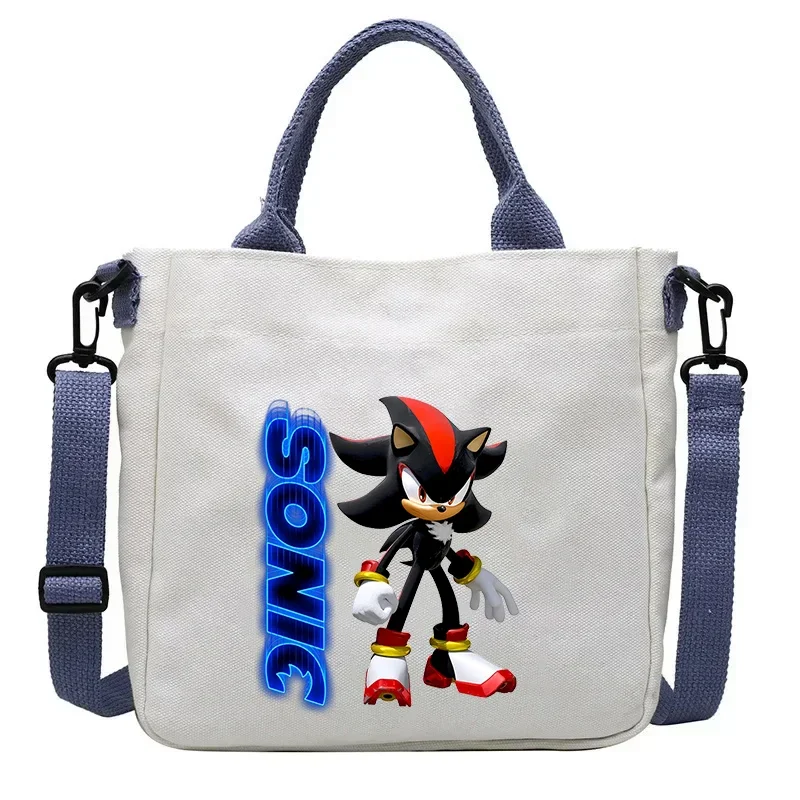 Sonics Shoulderbag Boy Girl Cute Cartoon Anime Pattern Shoulder Bags Trendy Cool Large Capacity Storage Canvas Bag Handbag Gift