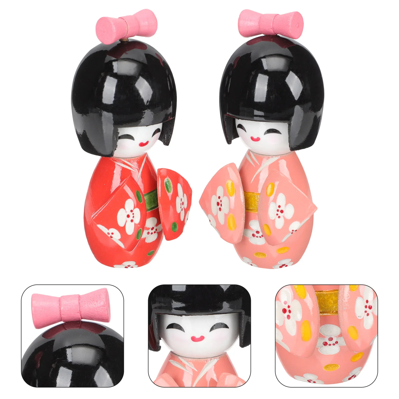 2-teiliges Kimono-Spielzeug für Mädchen, Desktop-Ornament, Skulpturen und Figuren, japanische Kimonos, Holzpuppen, Holzstil