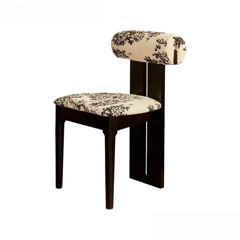 

Retro Solid Wood Dining Chair Home Designer Desk Chair Backrest Modern Black Hippo Chair French Backrest Meal