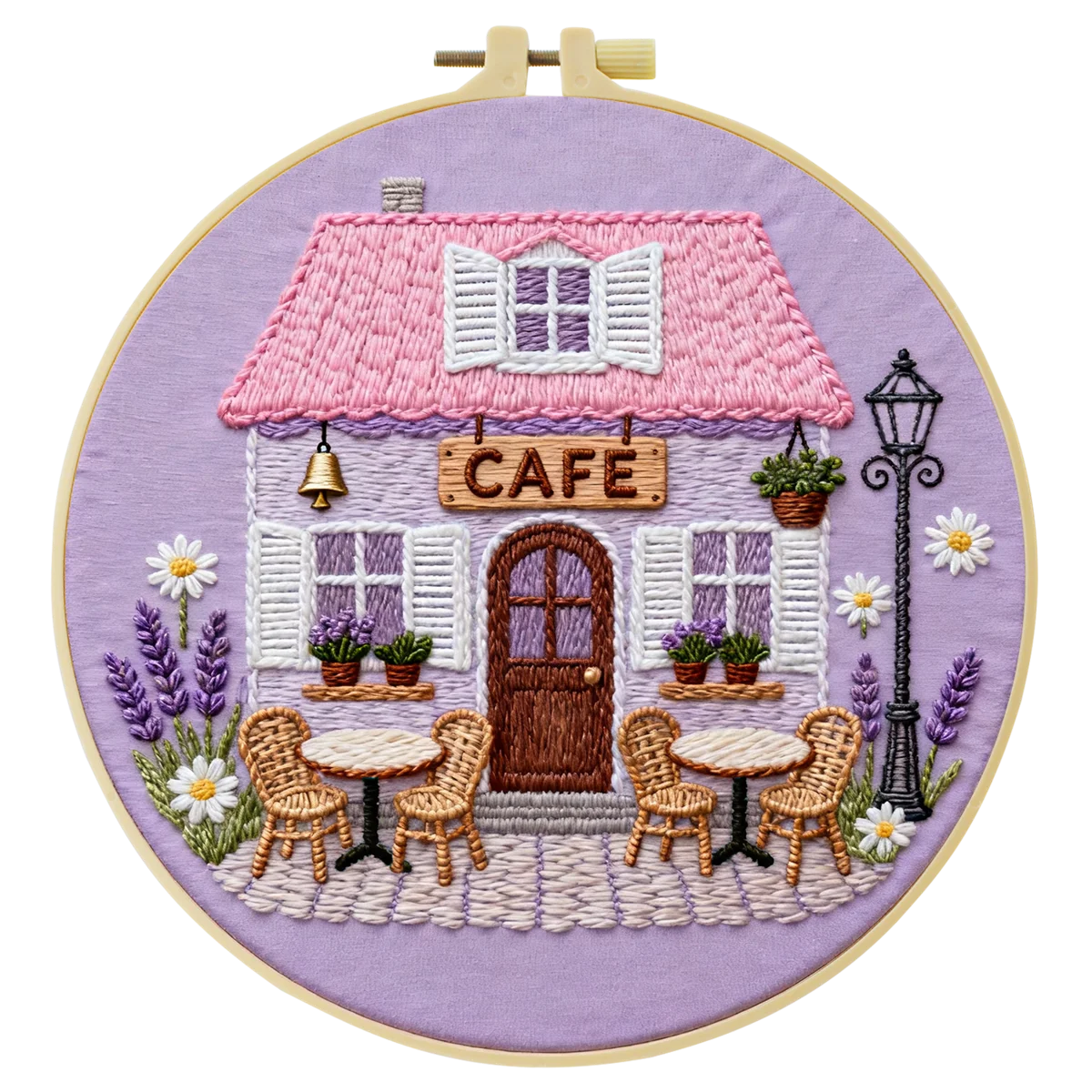 1 Stück 20X20CM/15X15CM 7,87/6,3 Zoll Café-Shop Stickerei-Starter-Kit DIY-Kit DIY-Stickerei-Set Handarbeiten Nadelkunst – Detail 5