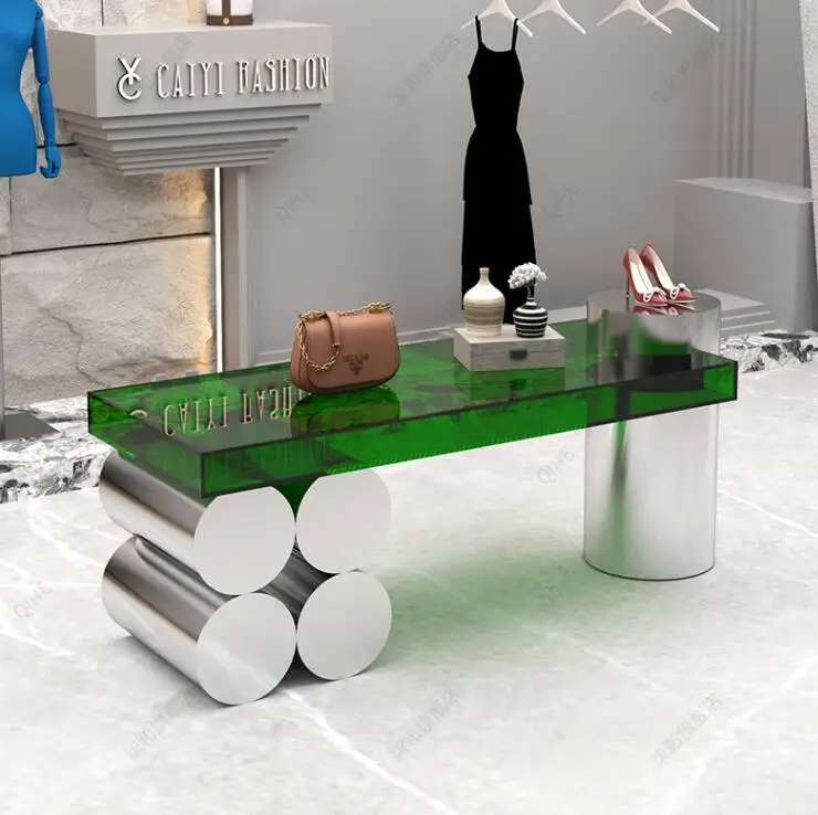 

Clothing store Nakajima water table acrylic stainless steel combination display table custom display table