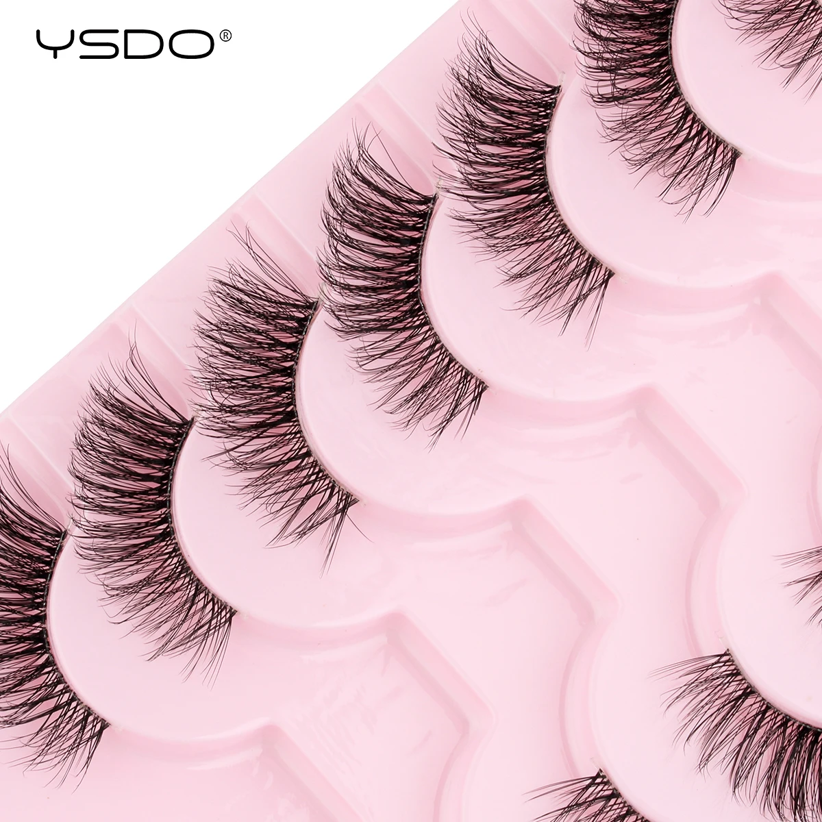 Ysd 10 pares meia vison cílios naturais falso 3d vison cílios macios ferramentas de extensão maquiagem metade cílios falsos finos cilios