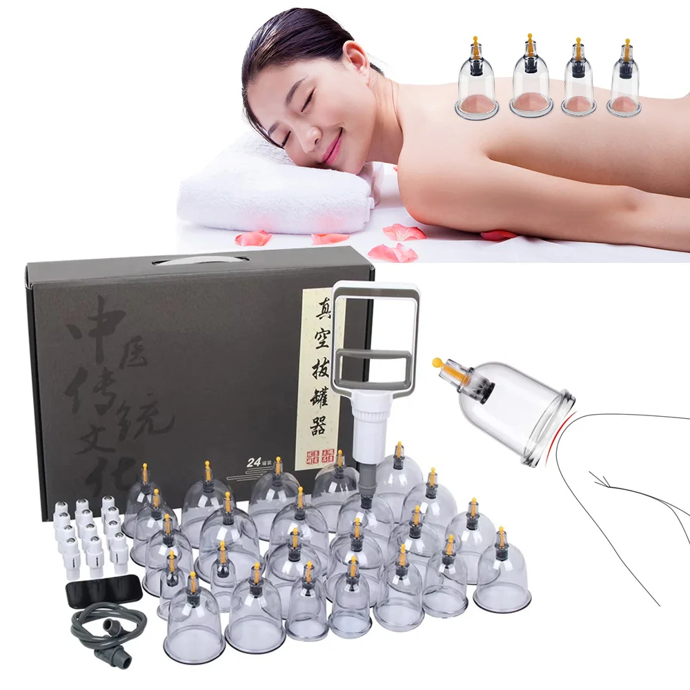 12 Cans Thick Jars Big Vacuum Back Cupping Set Chinese Medical Therapy Cellulite Body Massager Rupture Professional Suction Cups