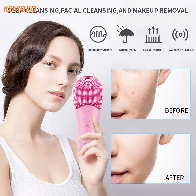 Escova elétrica sonic massageador limpador facial escova de limpeza de silicone rosto poros profundo cravo lavagem removedor de maquiagem espuma