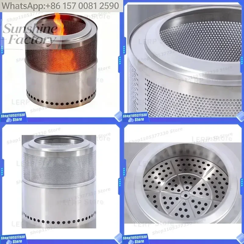Factory Direct Sale Stainless Steel Firepit Fireplace Outdoor Heating Wood Burning Firepit Smokefree Bonfire Split Outdoor