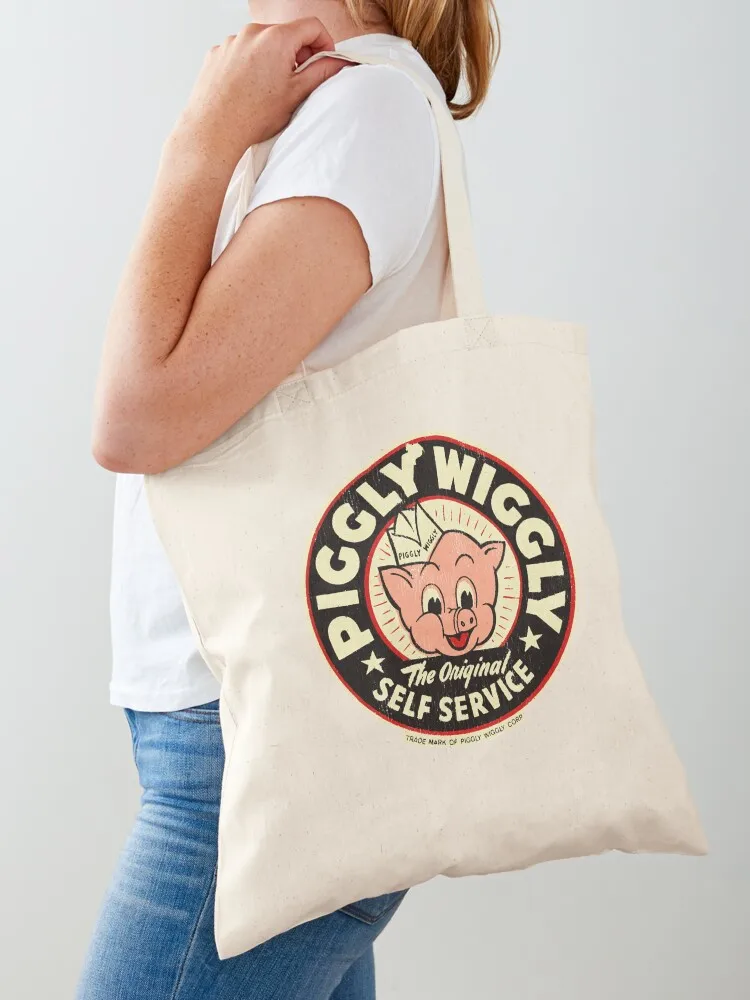 Piggly Wiggly Vintage Aged Tote Bag Woman shopper bag canvas tote bag bags for women Canvas Tote