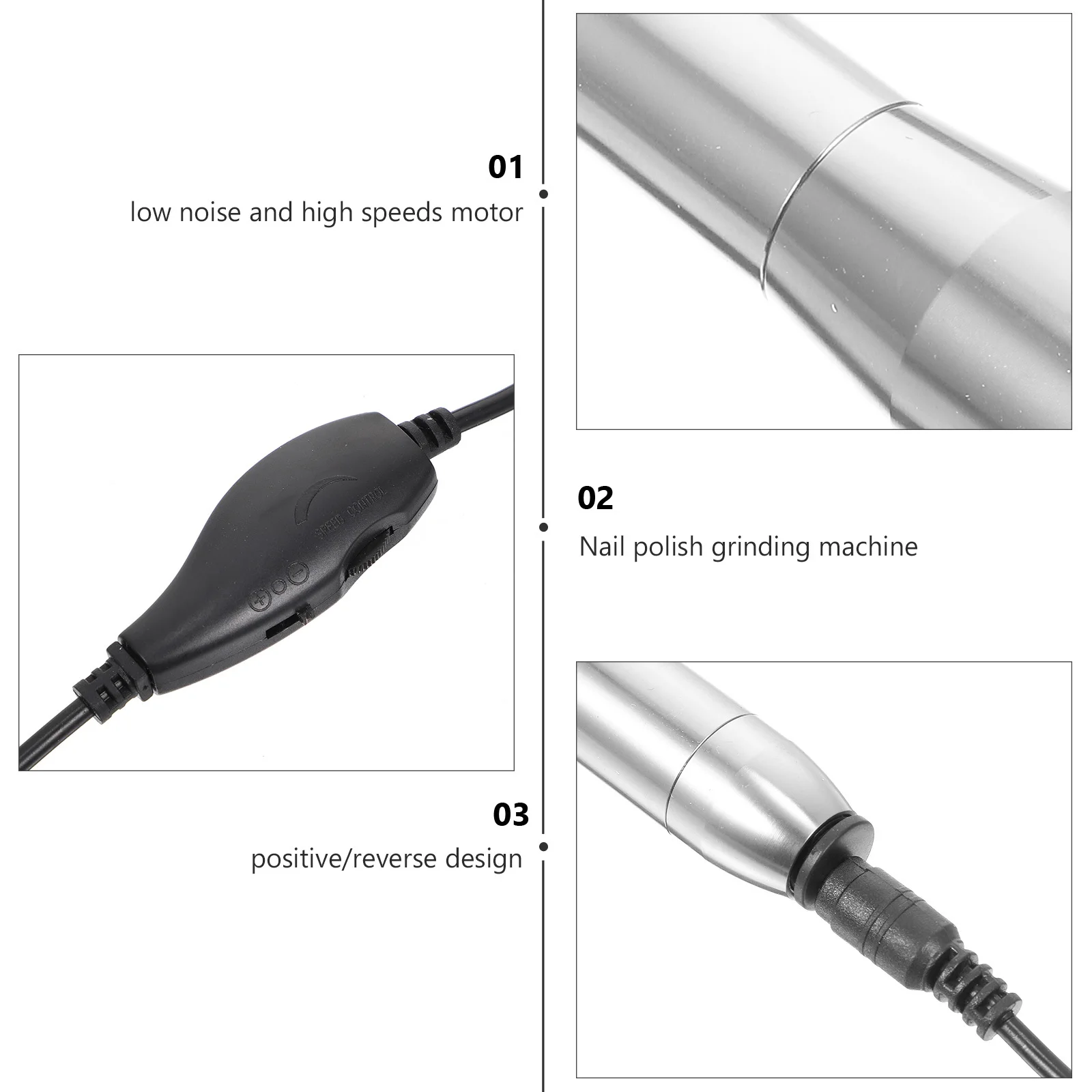 

1Set Electric Nail Drill File Kit Portable Lightweight Quiet Motor Adjustable Polishing USB Rechargeable Nail Art