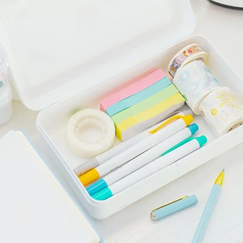 Y5LB Transparent Pencil for Case Plastic Pencil Box Crayon Pen Storage Box Marker Pen for Case Stackable Office Supplies Stor