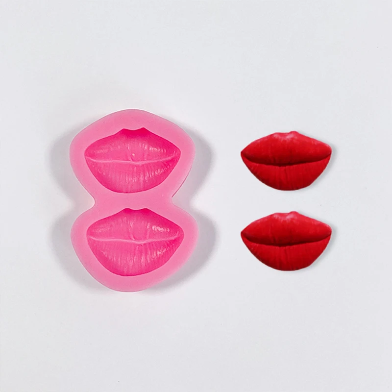 DIY Handmade Cake Decoration lips Red Lip Flip Sugar Silicone Mold, Valentine\'s Day Lip Print, Chocolate Baking Mold