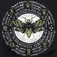 Mole Acherontia Atropos With Old Magic Symbols Banner With Hand-Drawn Moth And Magical Symbols Witchcraft Altar Cloth