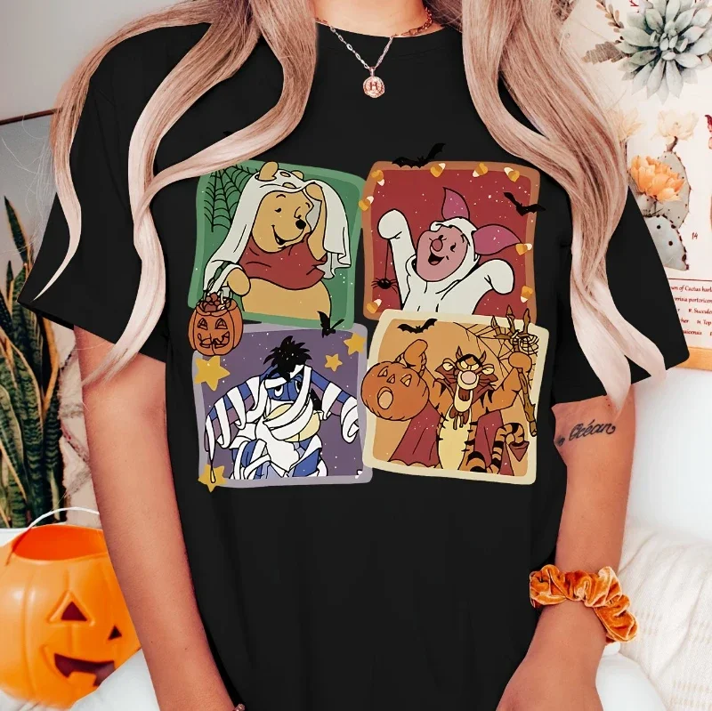 

Potdemiel Soft Round-neck T-shirt Featuring Winnie The Pooh Halloween Party Costume, Suitable for Autumn Parties, Casual Wear