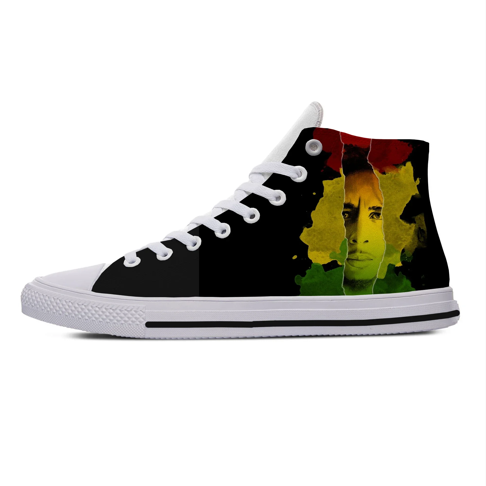 Hot Summer Legend Bob Marley Reggae Music Novelty Design Lightweight High Top Canvas Shoes Men Women Casual Breathable Sneakers