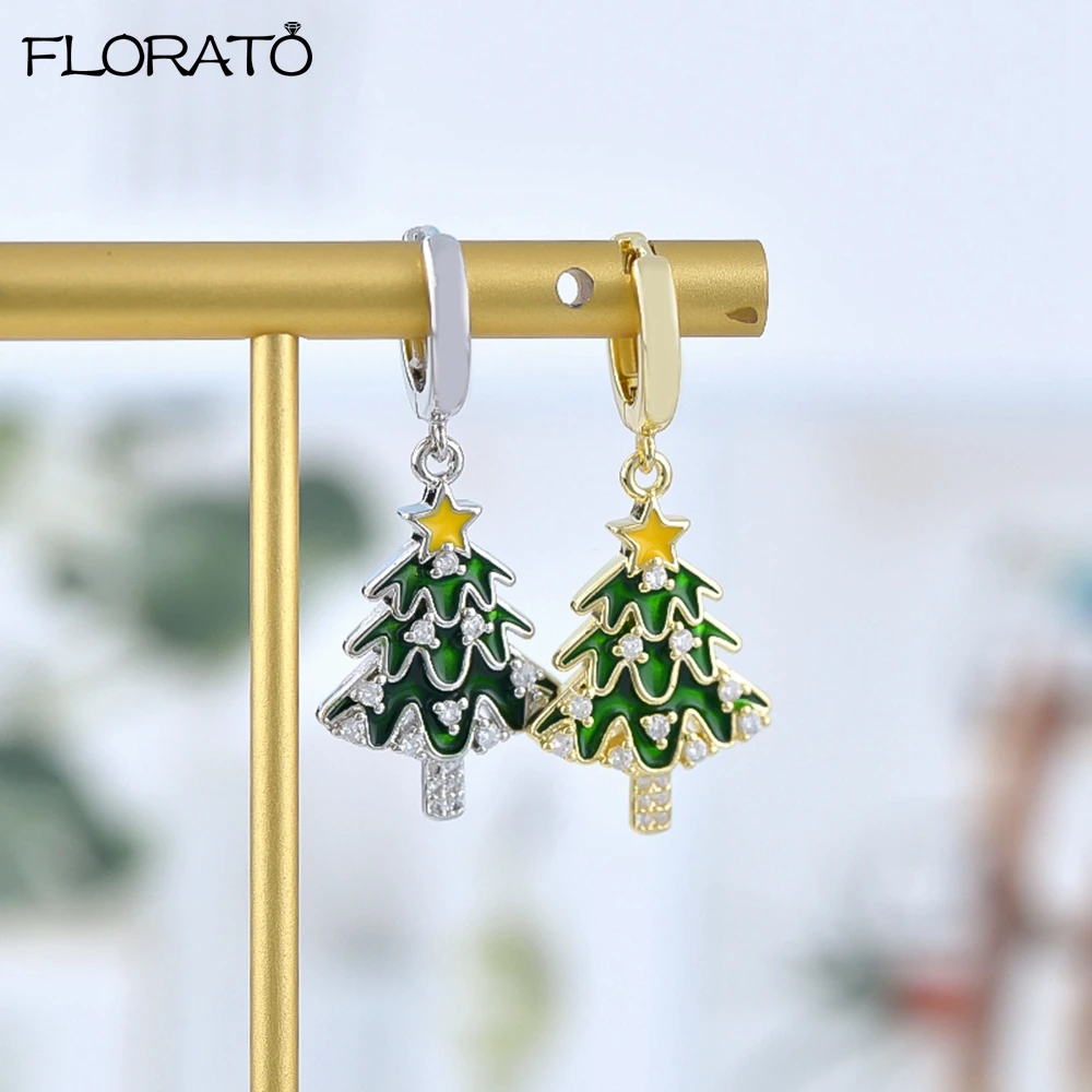 Pendientes de Navidad rojos de moda, pendientes colgantes de árbol de Navidad/copo de nieve con aguja de Plata de Ley 925, joyería fina para fiesta, regalo