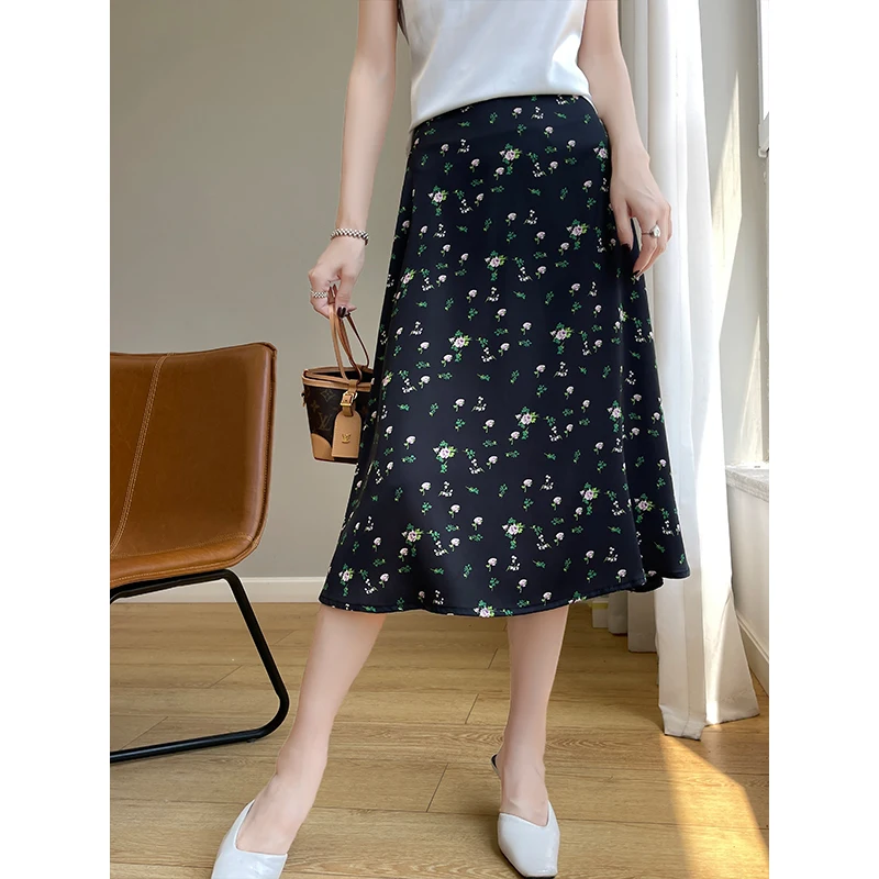 Fragmented Flower Women's Black Spring/Summer New Korean Edition Korean High end Design Feeling Skirt