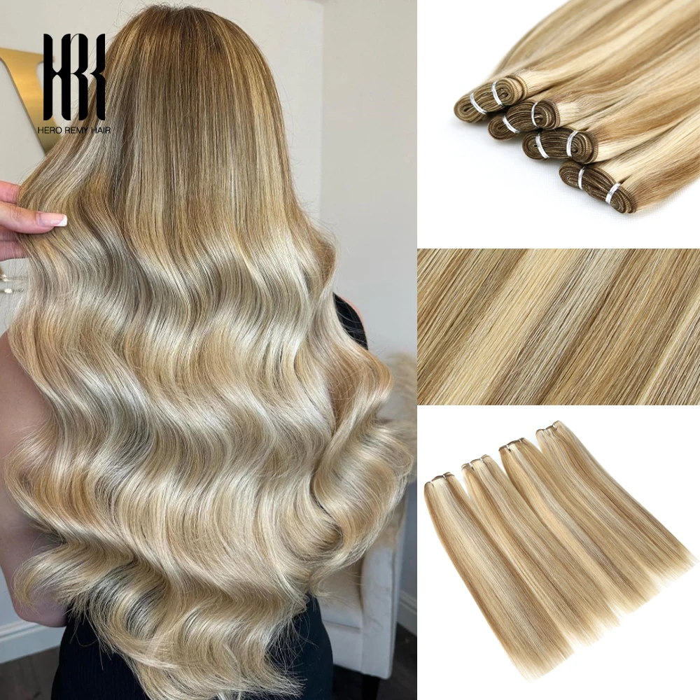 

Hero Remy Hair Straight Human Hair Weaves European Remy Human Hair Bundles Weft Extensions Natural Hair Highlight 100g/pc 16-22"