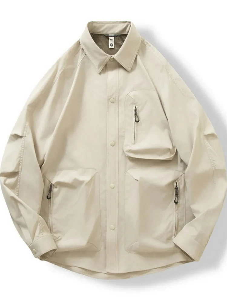 

Новая усовершенствованная мужская ветрозащитная куртка для активного отдыха и повседневной носки, свободного кроя, с отложным воротником, весна-осень