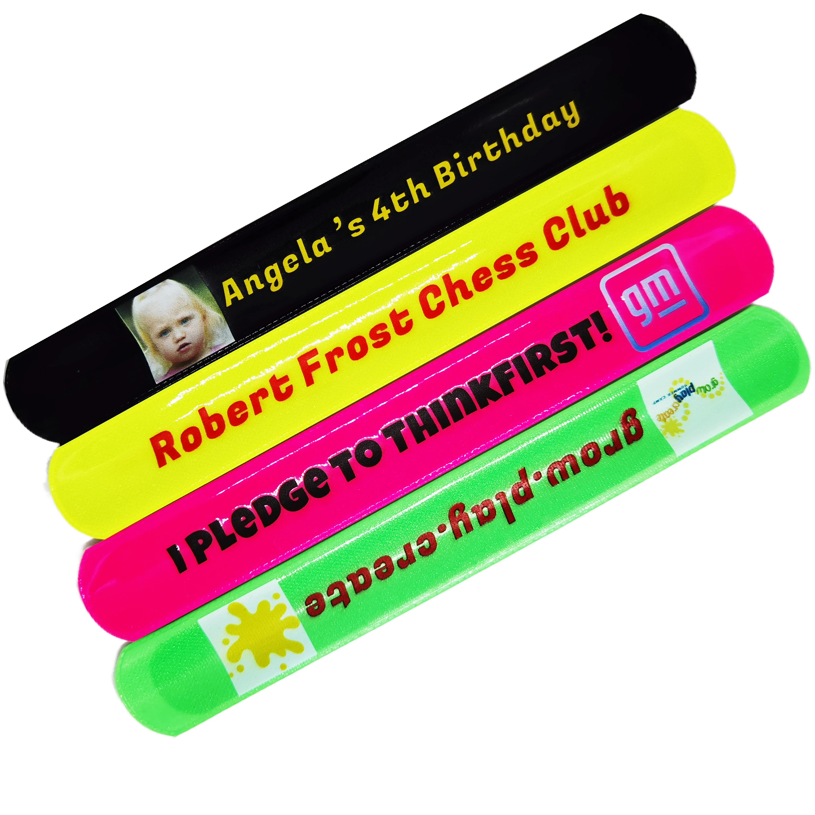 50Pcs Custom Slap Bracelets Personalized Logo Wristbands Bulk for Party Favors, Birthday, Classroom Rewards, Events, Fundraisers