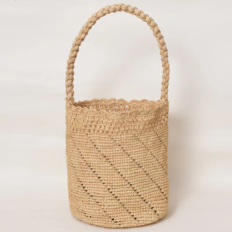 

Fashion Hollow Raffia Buckets Bag Designer Straw Women Handbags Handmade Woven Summer Beach Shoulder Bags Casual Underarm Bag