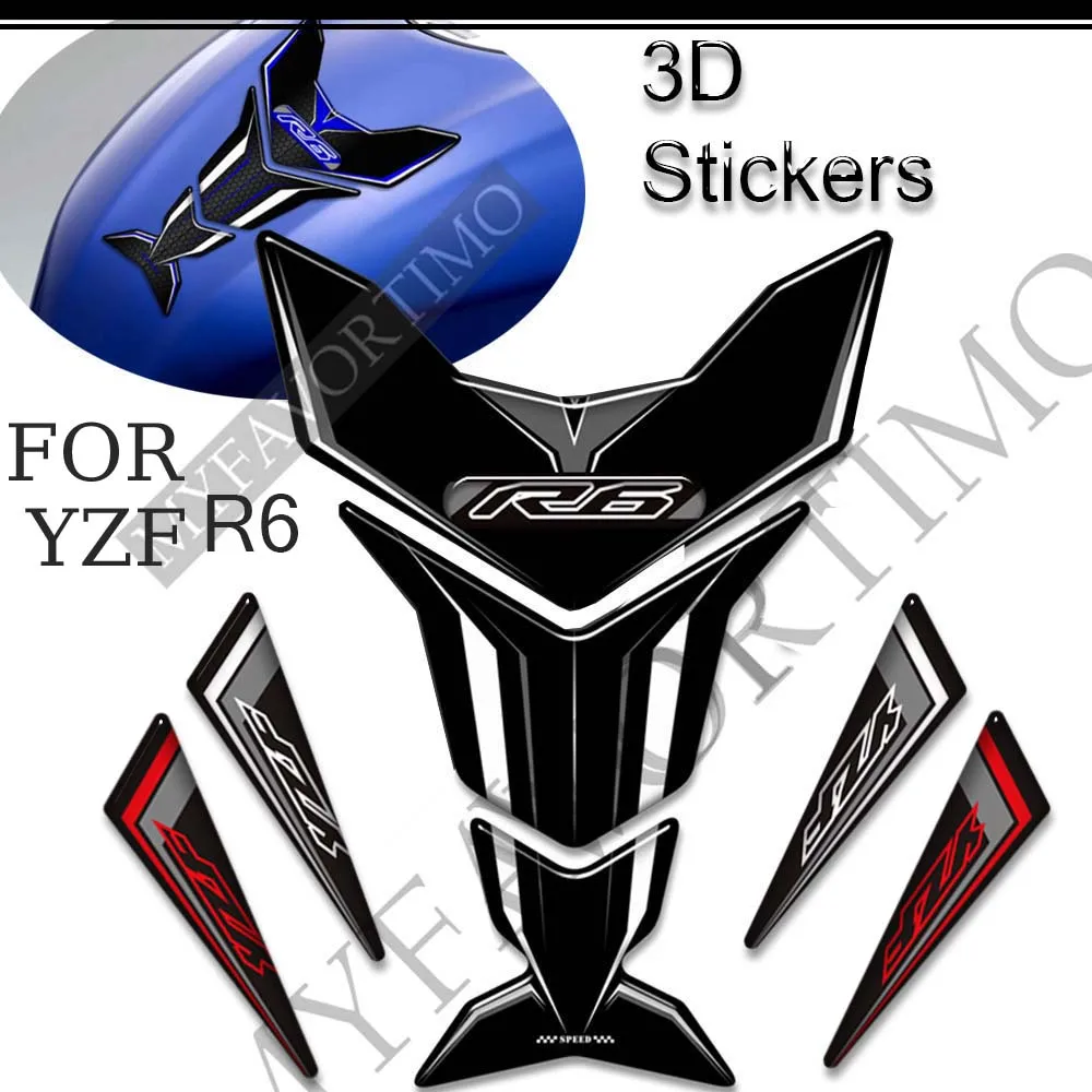 MotorcycleTank Pad  For YAMAHA YZF-R6 YZF R6 YZFR6 Emblem Badge Logo Gas Fuel Oil Kit Knee 3D Stickers Anti-scratch Protector