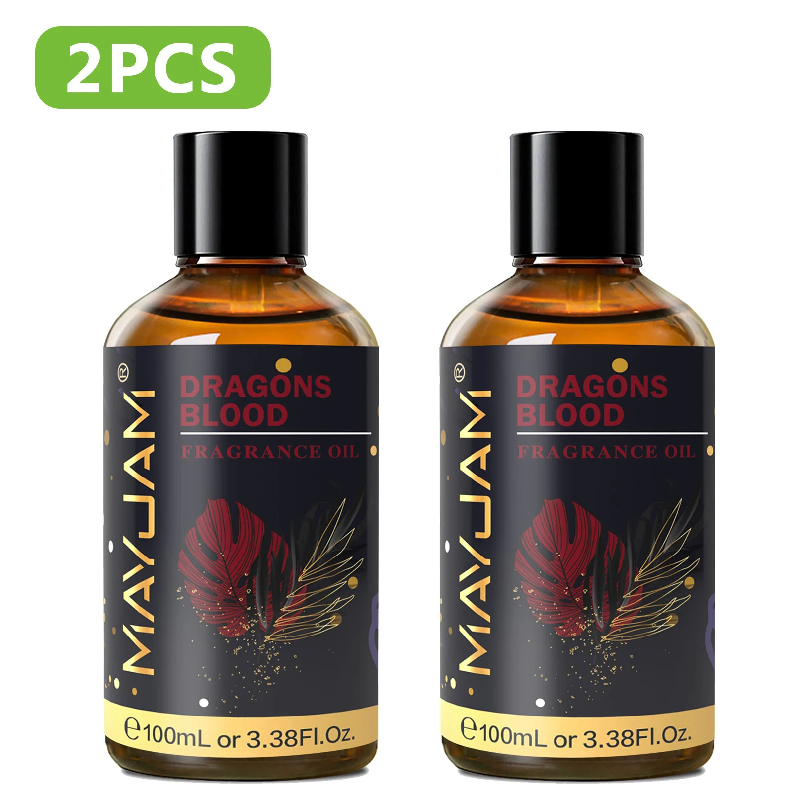 MAYJAM 2PCS 100ML Essential Oil Blend with Dropper,3.38 FI.Oz Dragons Blood White Musk Coconut & Vanilla Fragrance Oil for Humidifier Diffuser Making Candle Strawberry Banana Sea Breeze Baby Powder Violet Reverie Honeysuckle Aromatherapy Oil